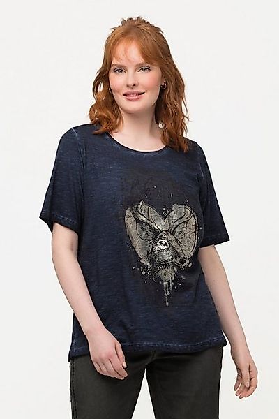 Ulla Popken T-Shirt Trachten-T-Shirt Hirsch Classic Rundhals Halbarm günstig online kaufen