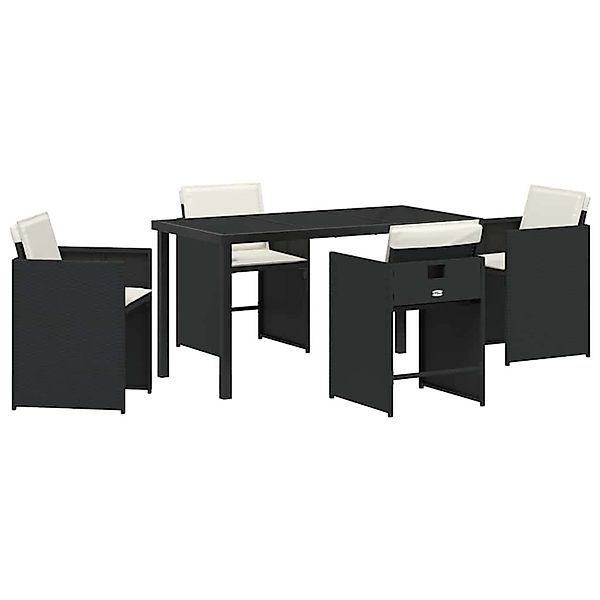 vidaXL 5-Teilige Garten-Essgruppe mit Kissen Schwarz Poly Rattan 3379973 günstig online kaufen