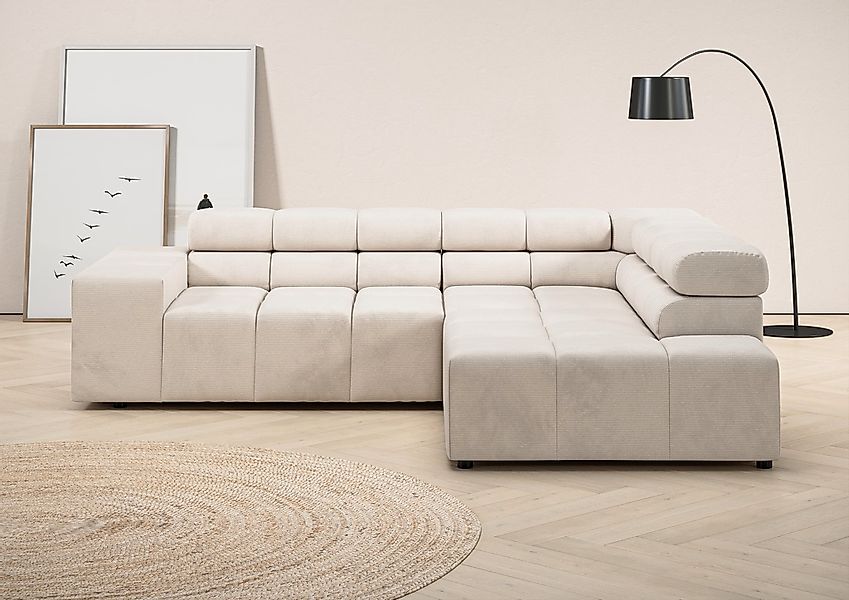 Home affaire Ecksofa "Ancona, incl. Kopfteilverstellung + 3 Zierkissen, L-F günstig online kaufen