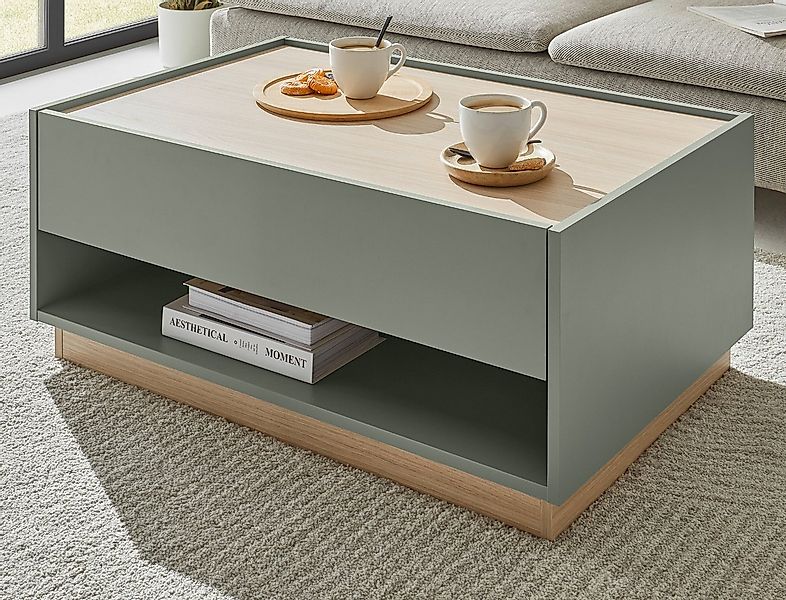 Furn.Design Couchtisch Center (Wohnzimmer Tisch in Salbei Grün mit Eiche, 9 günstig online kaufen
