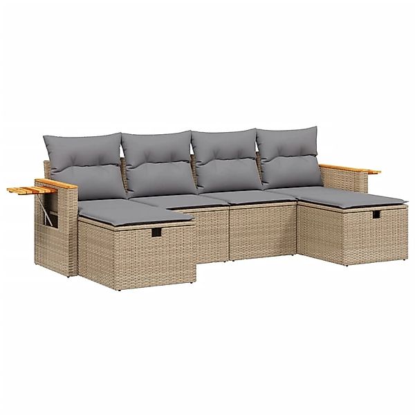 vidaXL 6-tlg Garten-Sofagarnitur mit Kissen Beige Poly Rattan Modell 230 günstig online kaufen