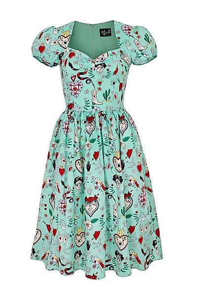 Hell Bunny Midikleid Tijuana Rockabilly Tattoo Skull Rosen Rockabella Blume günstig online kaufen