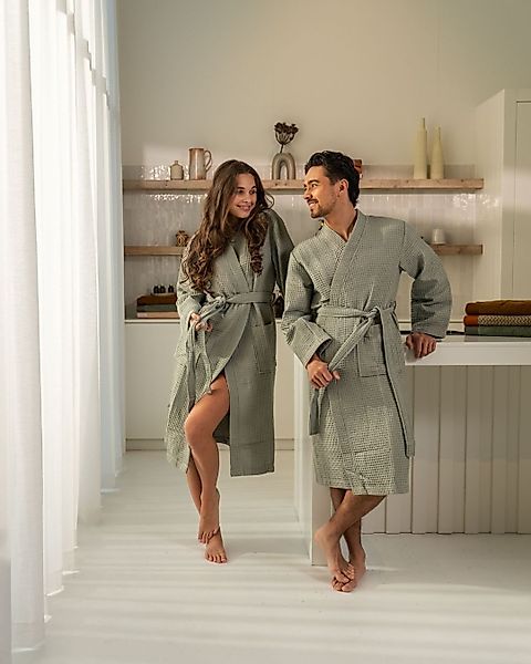 Kayori Bademantel Geisha, Langform, Baumwolle, Gürtel, günstig online kaufen