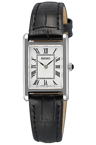 Seiko Quarzuhr Quarz mit Lederband Schwarz günstig online kaufen
