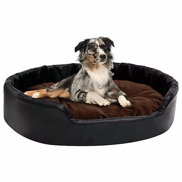 Hundebett Schwarz-braun 90x79x20 Cm Plüsch Und Kunstleder günstig online kaufen