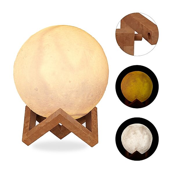 relaxdays LED Kugelleuchte Mondlampe 3D günstig online kaufen