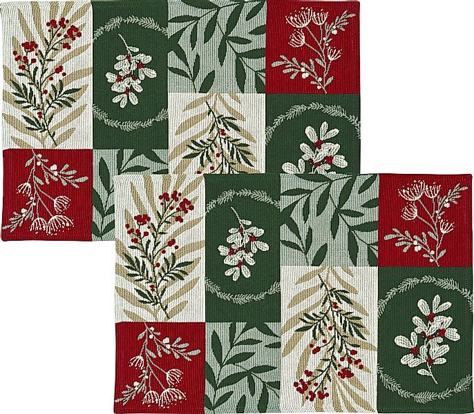 sander table + home Platzset Tischset "Winter Greens" 2er-Pack, Gobelin günstig online kaufen