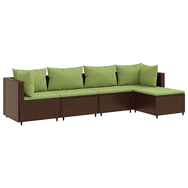 vidaXL 5-Tlg Garten-Lounge-Set mit Kissen Braun Poly Rattan 3308062 günstig online kaufen