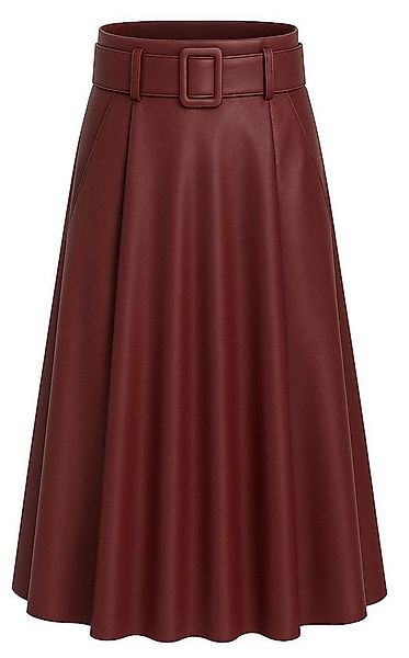 Mississhop Lederimitatrock Damen A-Linien Rock mit Gürtel – Kunstleder M.40 günstig online kaufen