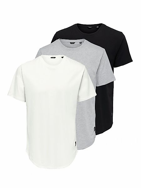 ONLY & SONS Rundhalsshirt "ONSMATT LONGY SS TEE 3-PACK" Packung, 3 Stk. günstig online kaufen