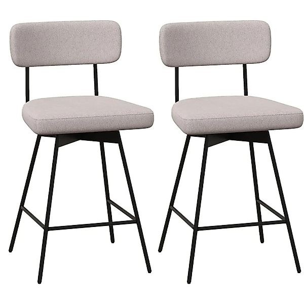 Costway 2er Set Barhocker Drehbar mit Rückenlehne & Fußstütze Beige günstig online kaufen