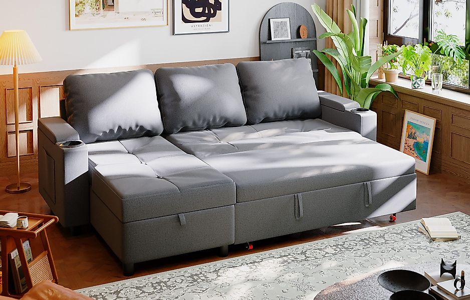 HOMALL Ecksofa Multifunktionaler Stauraum Ausziehbares L-förmiges günstig online kaufen