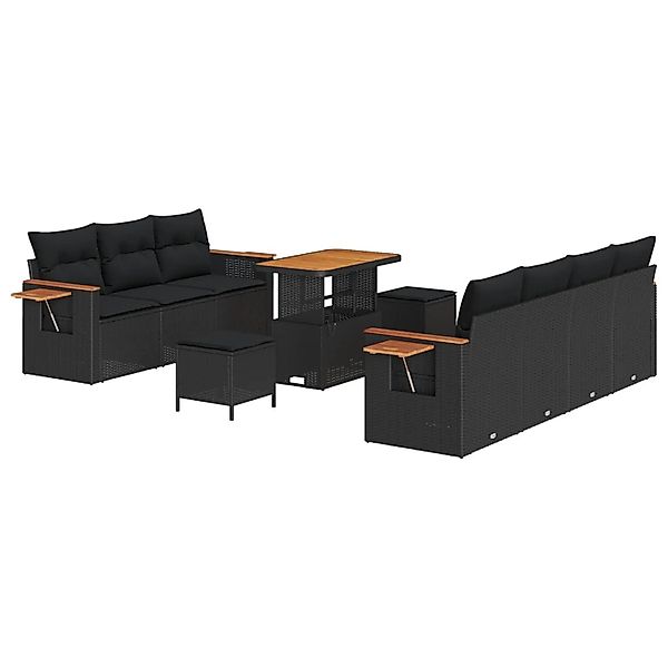 vidaXL Gartensofa-set mit Kissen 13-Tlg Schwarz Poly-Rattan 3365089 günstig online kaufen