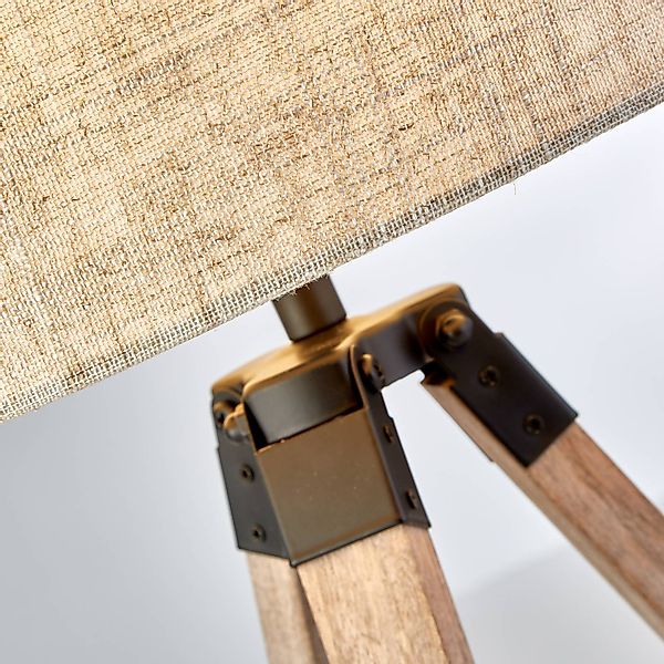 Tischleuchte Fynriel, beige, Holz/Textil, Dreibein, 35cm günstig online kaufen