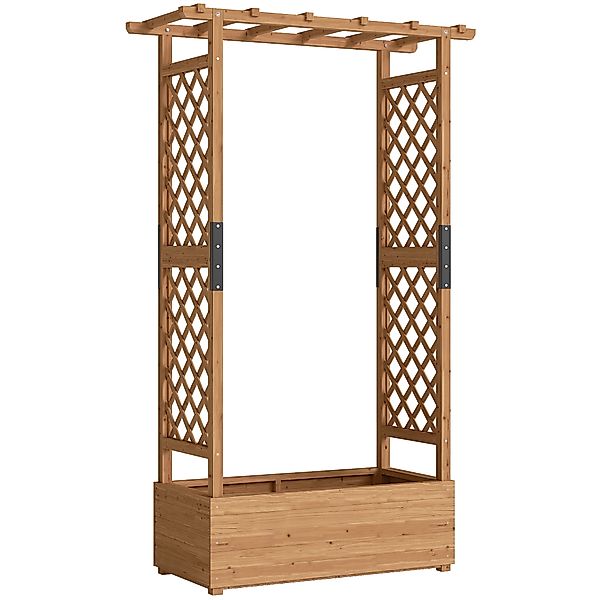 Outsunny Hochbeet mit Rankgitter & hängendem Dach, Holz Blumenkasten mit Ra günstig online kaufen