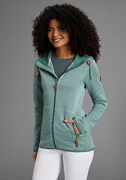 KangaROOS Fleecejacke gemusterte Struktur, hüftbedeckende Länge Kapuze Flee günstig online kaufen