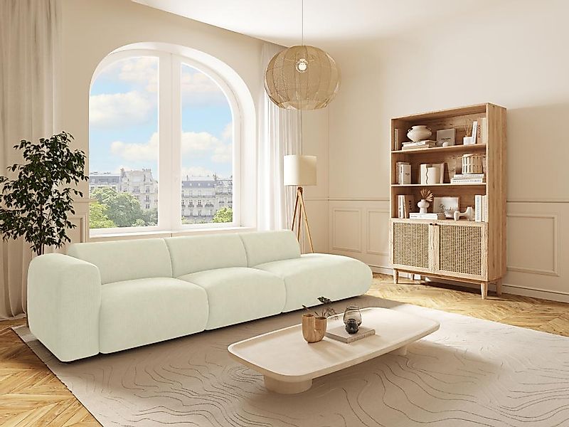 Großes Sofa 5-Sitzer - Armlehne links - Strukturstoff - Beige - POGNI von M günstig online kaufen