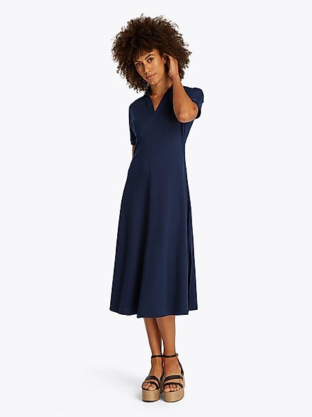 Tommy Hilfiger Polokleid LYOCELL OPEN-NK MIDI günstig online kaufen