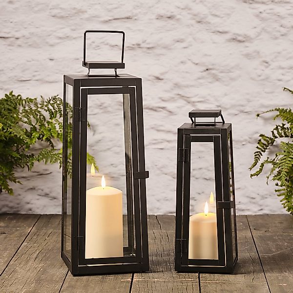 2er Set Metall Laternen schwarz mit TruGlow® Kerzen günstig online kaufen