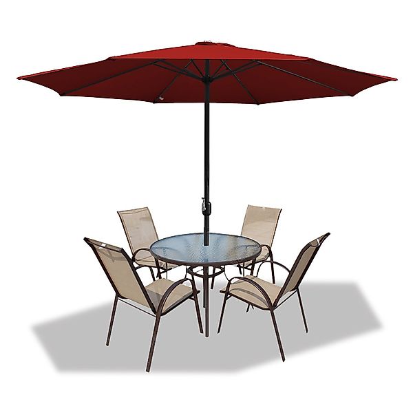 Clanmacy Sonnenschirm Sonnenschirm Rund,Kurbel,Knickbar,Eisen,350cm,Rot günstig online kaufen