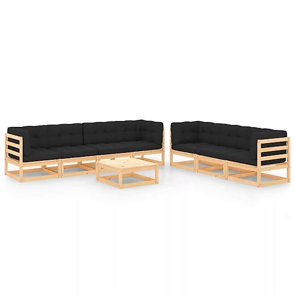 Vidaxl 8-tlg. Garten-lounge-set Mit Anthrazit Kissen Massivholz Kiefer günstig online kaufen