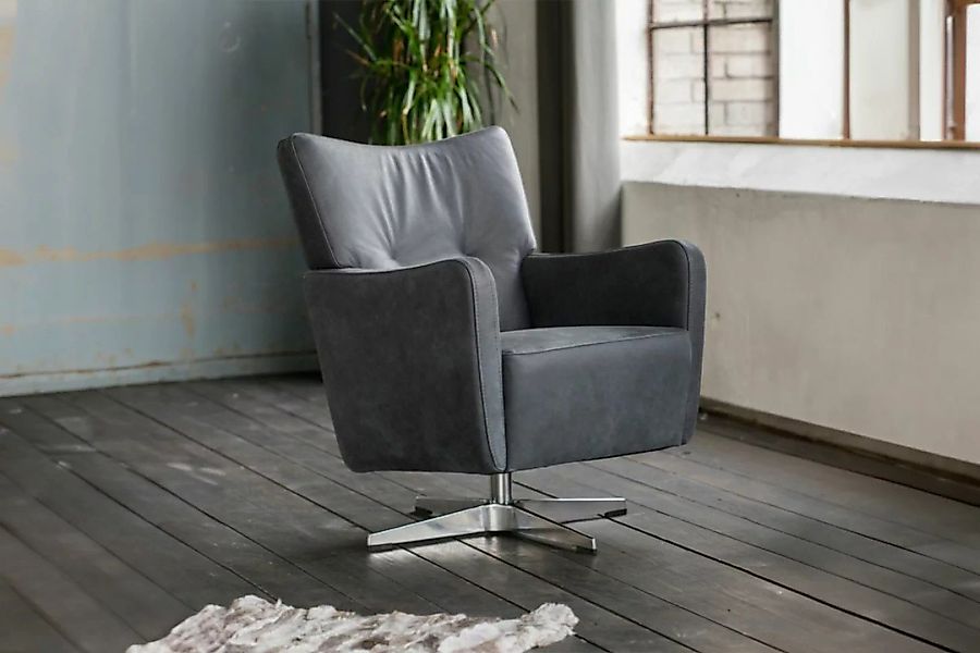 KAWOLA Sessel ALINE Drehsessel Sessel Leder schwarz 68x87x72cm (B/H/T) günstig online kaufen