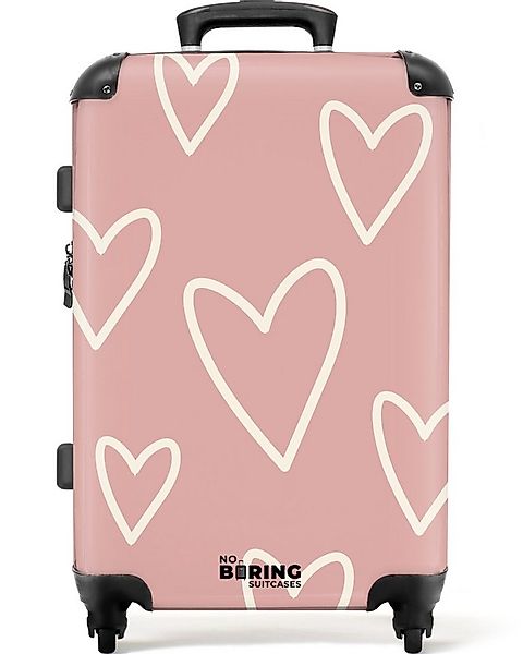 NoBoringSuitcases.com© Hartschalen-Trolley Rosa mit weißen Herzen 67 cm - 7 günstig online kaufen
