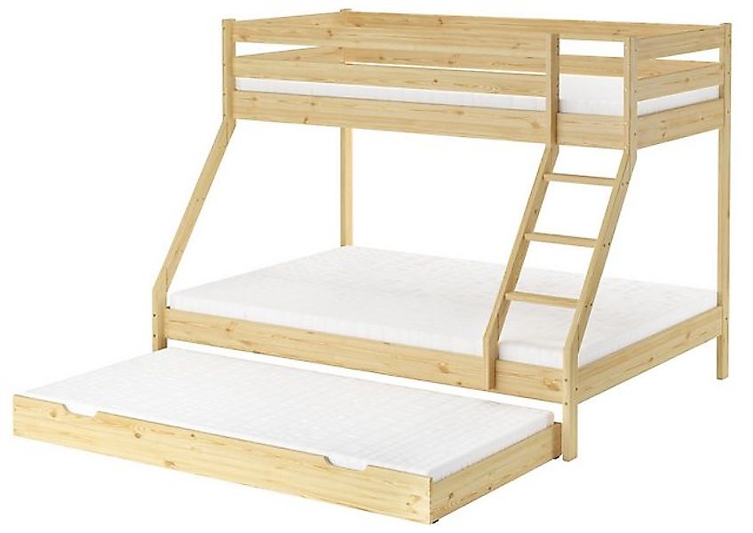 ERST-HOLZ Etagenbett Doppel-Etagenbett 90 x 200 / 140 x 200 Kiefer Masssivh günstig online kaufen