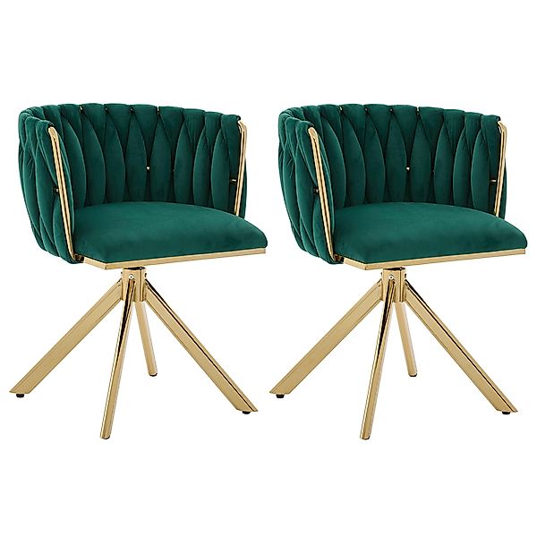 Küchenstühle, Set aus 2 Velours-Drehstühlen Smaragdgrün 180° Schwenkfunktio günstig online kaufen