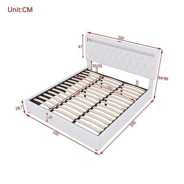 TavilaEcon Boxspringbett Polsterbett mit Bettkasten, höhenverstellbares Kop günstig online kaufen