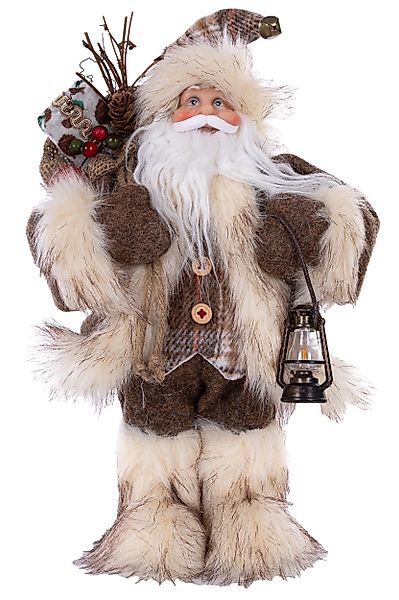 Wohnando Dekofigur Weihnachtsmann in braunem Mantel, günstig online kaufen