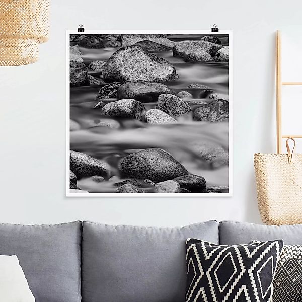 Poster Schwarz-Weiß - Quadrat Fluss in Kanada II günstig online kaufen