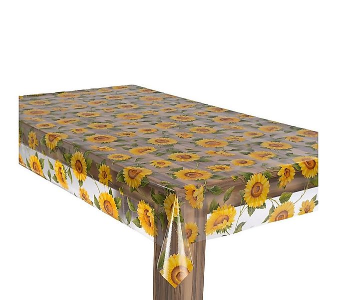 laro Tischdecke Premium Line 0,3mm weich Tischdecke Transparent Sonnenblume günstig online kaufen