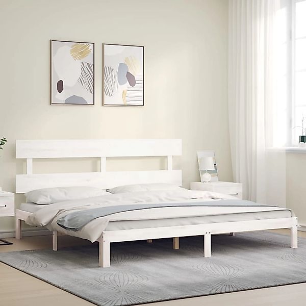 vidaXL Massivholzbett mit Kopfteil Weiß 6FT Super King1689960 günstig online kaufen