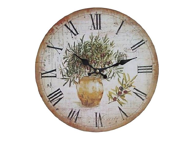 Ambiente Haus Wanduhr Wunderschöne mediterrane Wanduhr mit Olivendekor 28 c günstig online kaufen