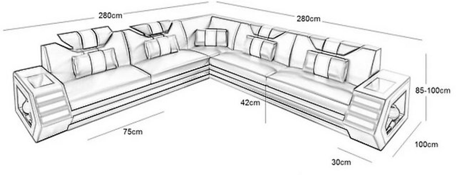 Xlmoebel Ecksofa Möbelset für das Wohnzimmer: Eckcouch aus Leder mit L-Form günstig online kaufen