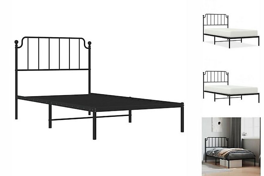 vidaXL Bettgestell Bettgestell mit Kopfteil Metall Schwarz 100x200 cm Bett günstig online kaufen