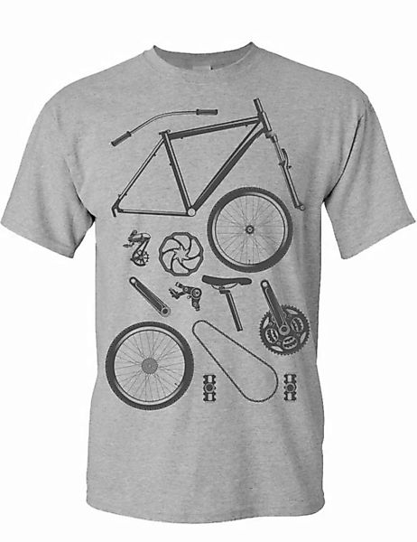 Baddery Print-Shirt Fahrrad T-Shirt : "Bike Parts", hochwertiger Siebdruck, günstig online kaufen