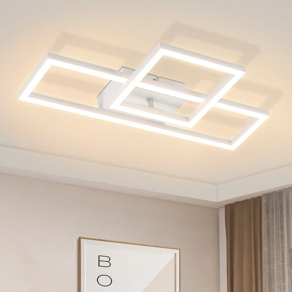 Nettlife LED Deckenleuchte Schwarz/Weiß Eckig Wohnzimmer günstig online kaufen