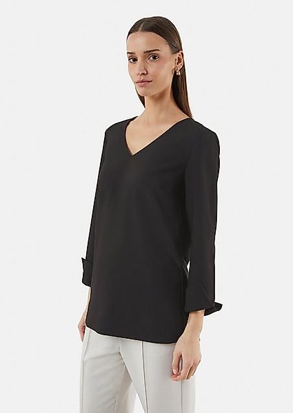Comma Langarmbluse Lange Crêpe-Bluse mit V-Ausschnitt und seitlichen Schlit günstig online kaufen