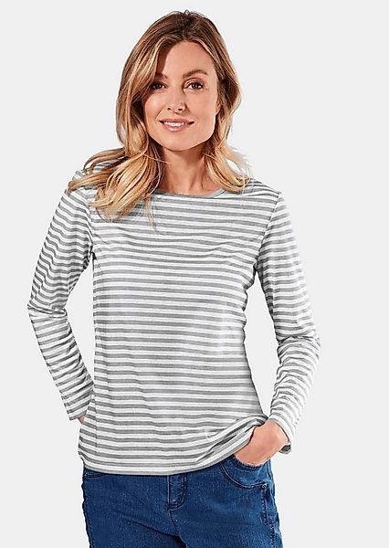 GOLDNER Langarmshirt Jerseyshirt im Streifen-Look Viskoseshirt mit U-Boot-A günstig online kaufen
