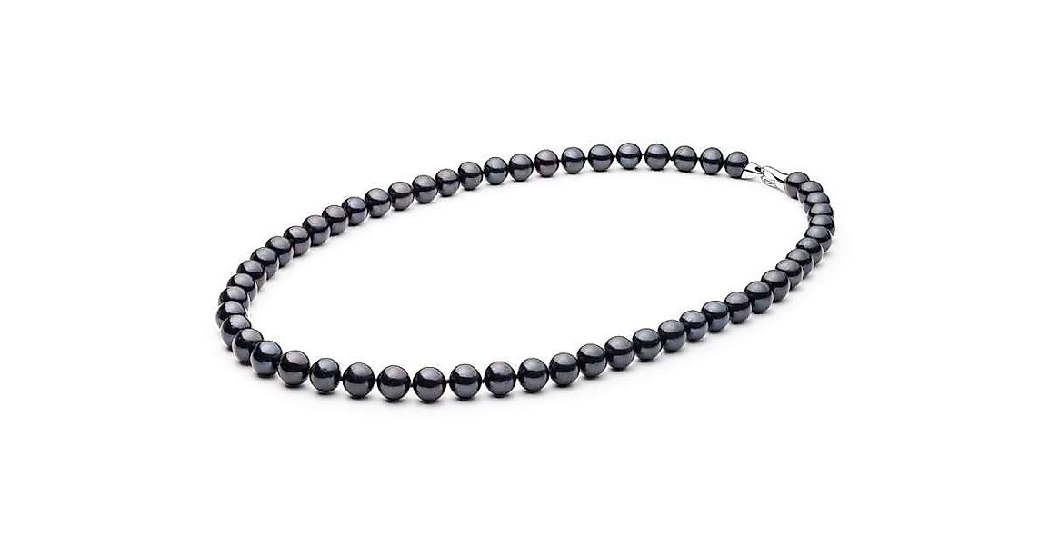 Gaura Pearls Perlenkette elegant schwarz rund 50 cm echte Süßwasserzuchtper günstig online kaufen