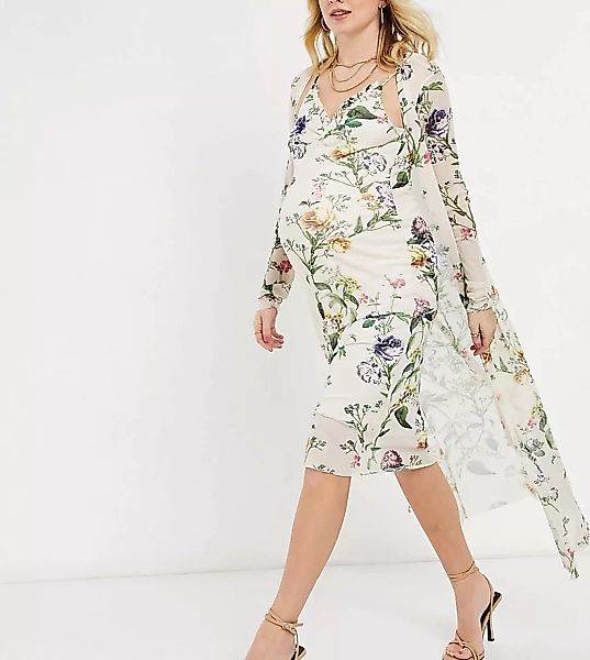 Hope & Ivy Maternity – Trägerkleid und Mantel im Stil der 90er mit Blumenmu günstig online kaufen