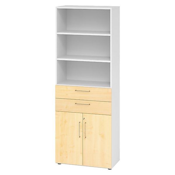 bümö Aktenschrank smart Kombischrank - mit Schubladen Dekor: Weiß/Ahorn günstig online kaufen