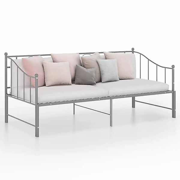 vidaXL Gästebett Ausziehsofa Bettgestell Grau Metall 90x200 cm Einzelbett B günstig online kaufen