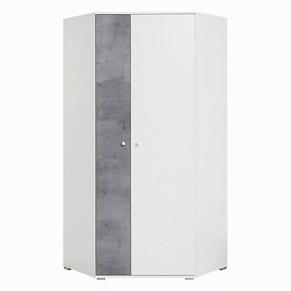 Lomadox Kleiderschrank SEATTLE-133 Eckkleiderschrank, 90x90cm, in Beton/wei günstig online kaufen