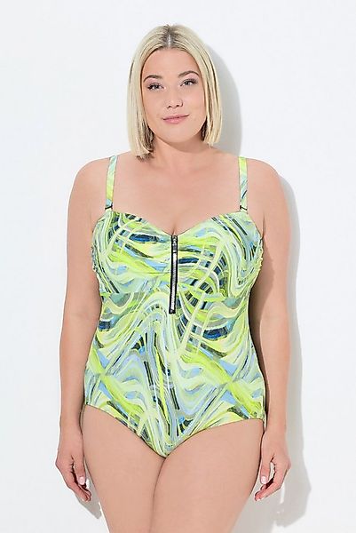 Ulla Popken Badeanzug Badeanzug Wellenmuster Softcups Zipper günstig online kaufen