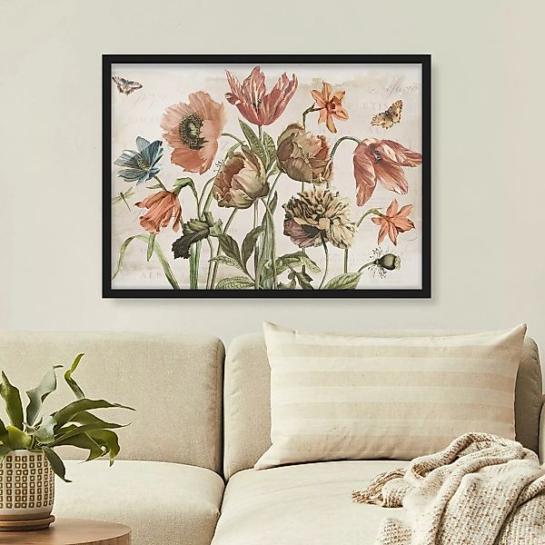 Bild mit Rahmen Antiquarische Blüten günstig online kaufen