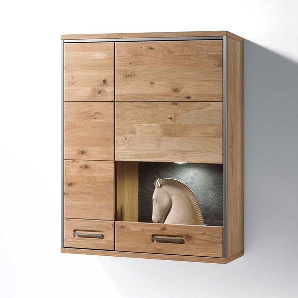 Wohnzimmer Hängevitrine mit Asteiche furniert 2 türig günstig online kaufen