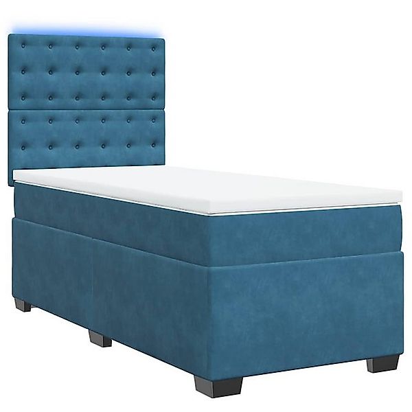 vidaXL Bett Boxspringbett mit Matratze Blau 80x200 cm Samt günstig online kaufen